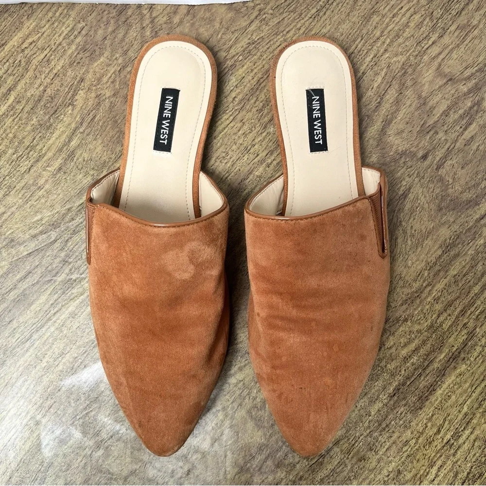 Nine West Freeda Pointy Toe Leather Mule Medium Brown Size 8.5 - Picture 3 of 12